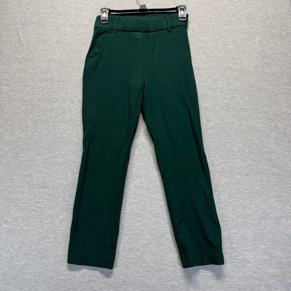 Jules & Leopold Ankle Pants Womens Small Dark Green Rayon Stretch Straight Leg